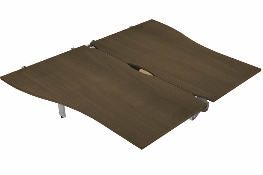 View Walnut 2 Person Wave Bench Desk Extension Silver Leg 2 x W1200mm x D800mm Aura Beam information