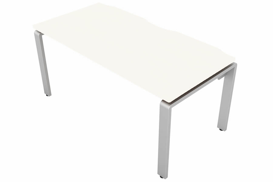 View White Rectangular Bench Office Desk Silver Leg W1800mm x D800mm Aura Beam information