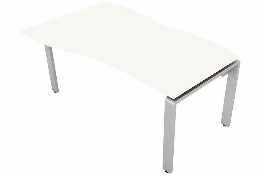 View White Wave Bench Office Desk Silver Leg Left Handed W1400mm x D600mm Aura Beam information