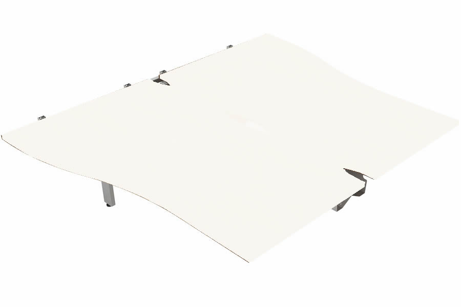 View White 2 Person Wave Bench Desk Extension Silver Leg 2 x W1600mm x D800mm Aura Beam information