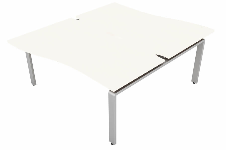 View White 2 Person Wave Bench Desk Silver Leg 2 x W1200mm x D600mm Aura Beam information