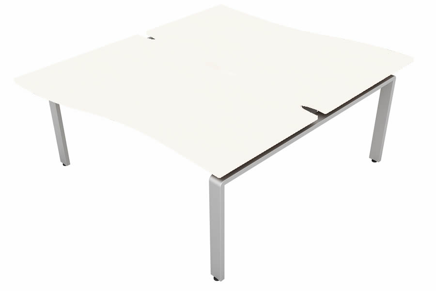 View White 2 Person Wave Bench Desk Silver Leg 2 x W1200mm x D800mm Aura Beam information