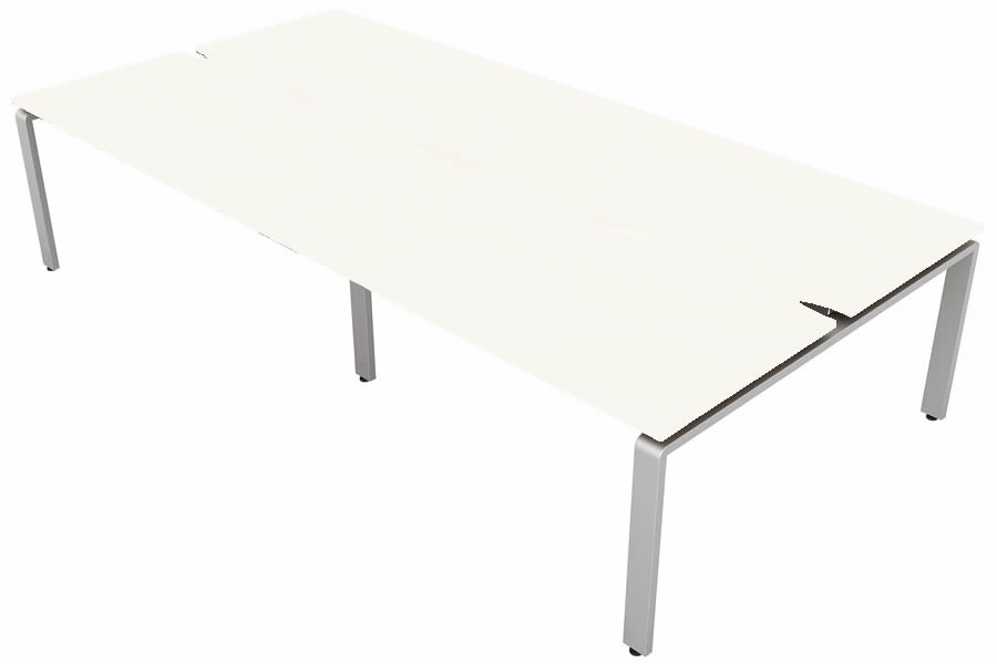 View White 4 Person Rectangular Bench Desk Silver Leg 4 x W1200mm x D600mm Aura Beam information