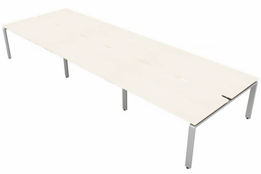 View White 6 Person Rectangular Bench Desk Silver Leg 6 x W1600mm x D600mm Aura Beam information