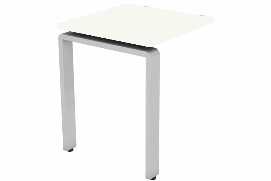 View White Bench Desk Return Extension Silver Leg W1000mm x D600mm Aura Beam information