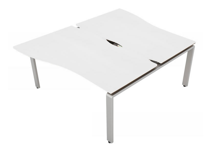 View White 2 Person Wave Bench Desk Silver Leg 2 x W1800mm x D800mm Aura Beam information