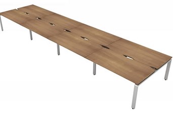Aura Beam 8 Rectangular Bench Desk - Birch Silver 4800mm 1200mm 