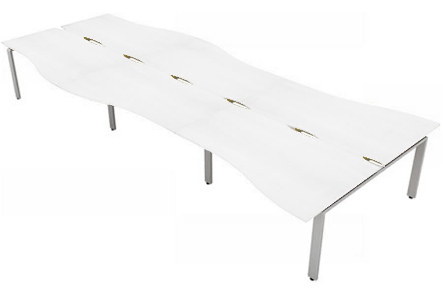 View White 6 Person Wave Bench Desk Silver Leg 6 x W1600mm x D600mm Aura Beam information