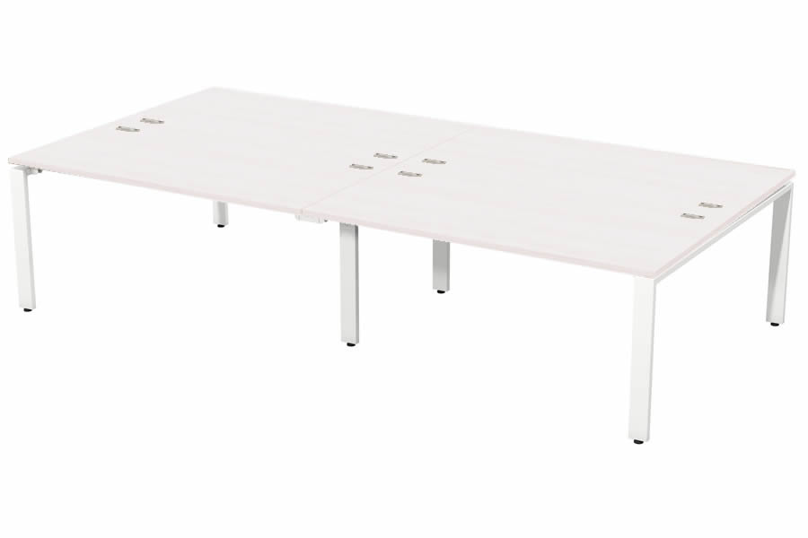 View 3200mm Bench Office Desk 4 Users White Wood Geo information