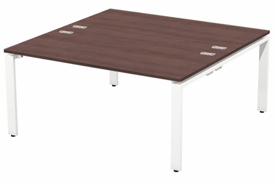 View 1400mm Double Bench Office Desk Walnut Wood Geo information