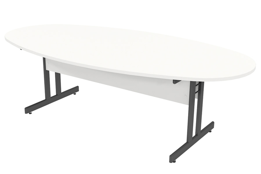 View 2400mm Oval White Boardroom Table Grey Leg Avon information