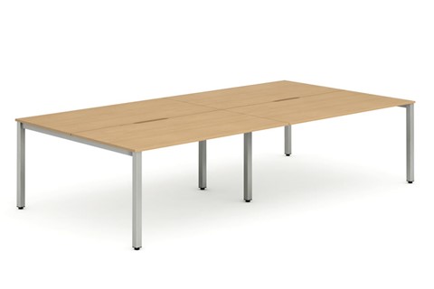 Portland 4 Person Double Desk - 1200mm Beech Silver