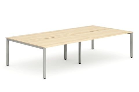 Portland 4 Person Double Desk - 1200mm Maple Silver 