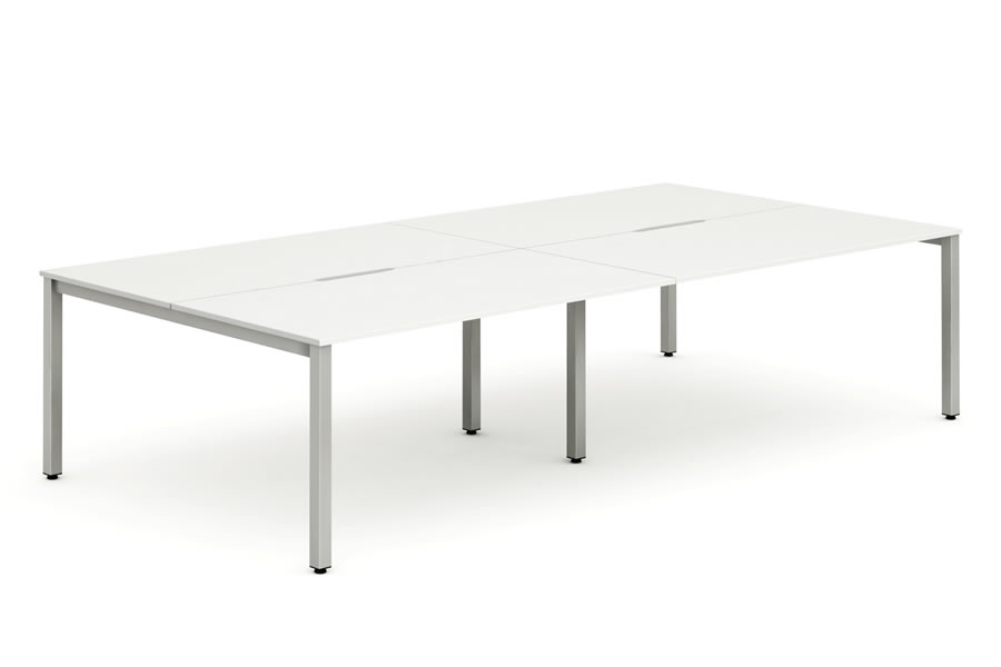 View White 4 Person Bench Office Desk 4 x 1400mm x 800mm Portland information