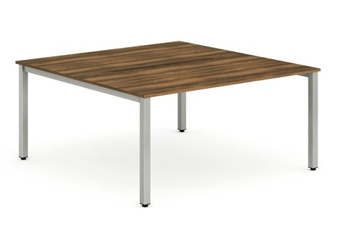 Portland 2 Person Double Desk - 1600mm Walnut Silver 