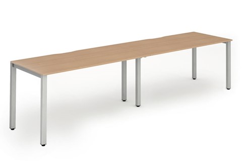 Portland Single 2 Person Bench Desk - 1200mm Beech Silver 