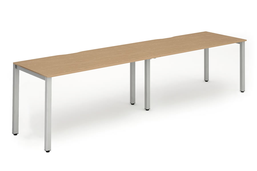 View Oak Single Row 2 Person Bench Office Desk 2 x 1600mm x 800mm Portland information