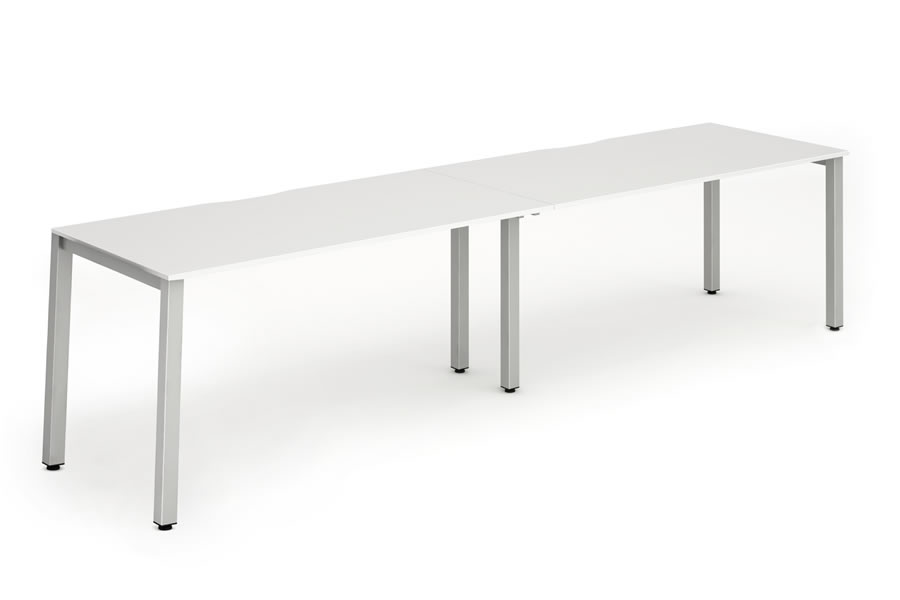 View White Single Row 2 Person Bench Office Desk 2 x 1600mm x 800mm Portland information