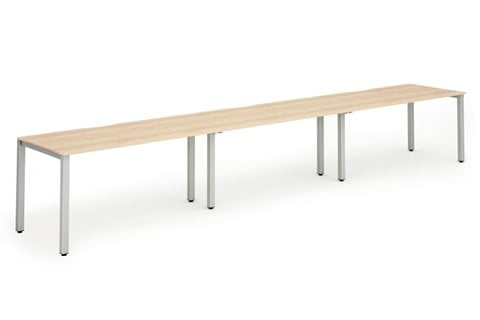 Portland Single 3 Person Bench Desk - 1200mm Maple Silver 