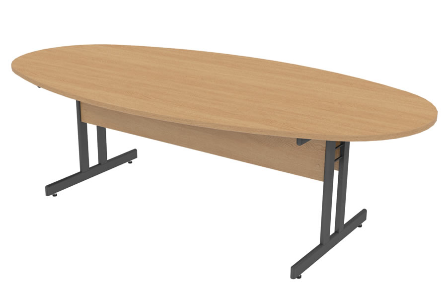 View 1800mm Light Oak Oval Boardroom Table Grey Leg Thames information