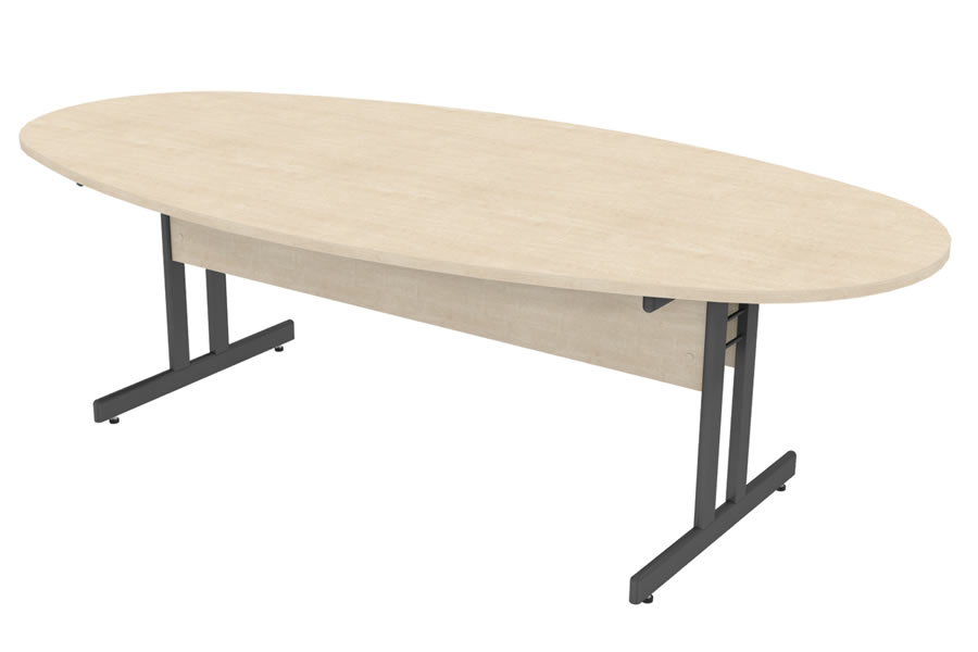View 2400mm Maple Oval Boardroom Table Silver Leg Thames information
