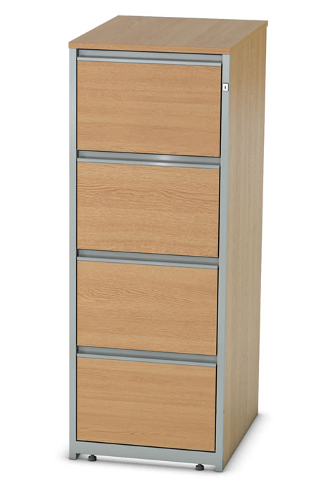 View Light Oak Four Drawer Filing Cabinet East Glide Drawers Lockable information