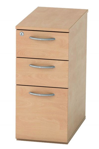 Birch Narrow Under Desk Pedestal Lockable Drawers Thames