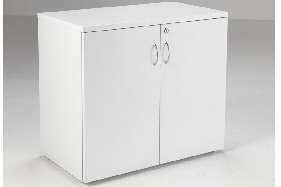 White Desk High Office Cupboard Lockable Kestral