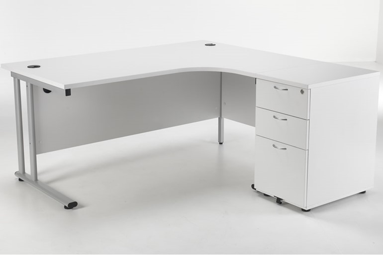 Kestral White Corner Desk And Pedestal
