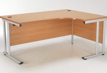 Kestral Beech Cantilever Crescent Workstation - Right Handed 1600mm Silver