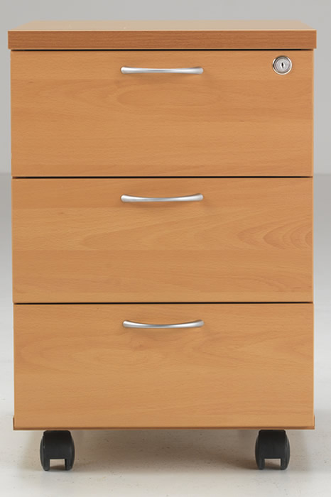 View Beech 3 Drawer Office Mobile Drawer Storage Pedestal Fully Lockable Box Drawers Two Keys Easy Glide Fully Extending Drawers Kestral information