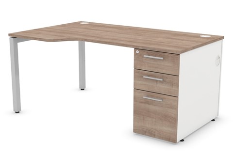 Duty Wave Pedestal Desk - 1400mm Left Handed Silver Birch 