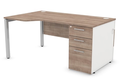 Duty Wave Desk With Cable Management - 1400mm Left Handed Silver Birch 