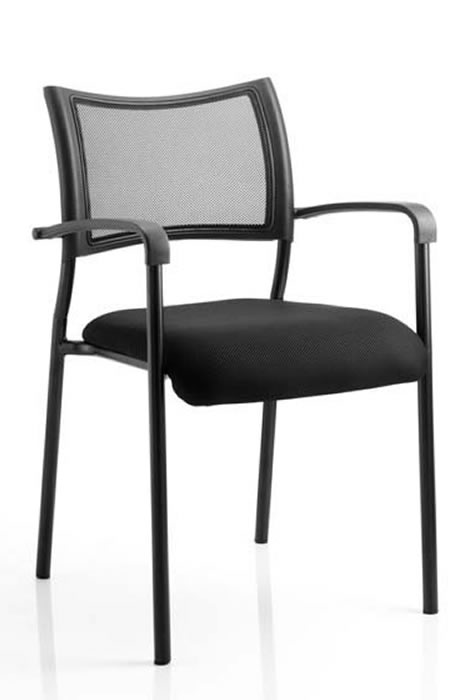 View Black Stackable Mesh and Fabric Meeting Visitor Chair With Arms information