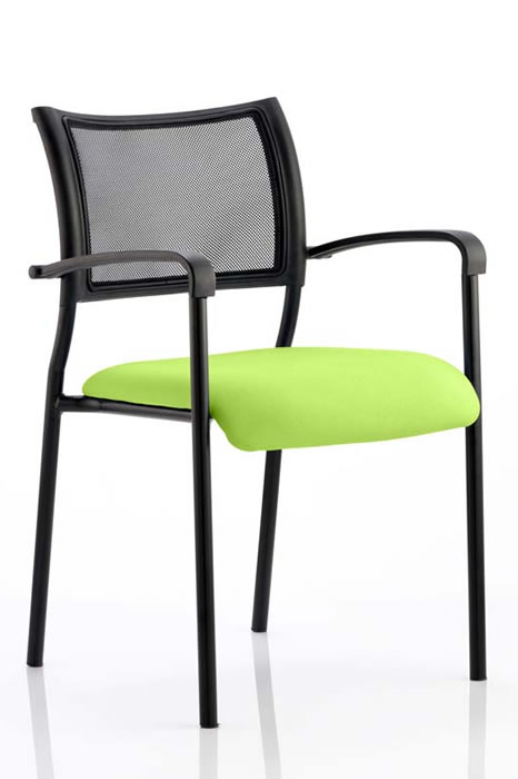 View Green Stackable Mesh and Fabric Meeting Visitor Chair With Arms information