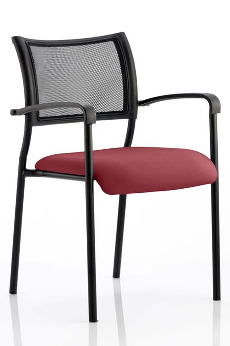View Red Stackable Mesh and Fabric Meeting Visitor Chair With Arms information