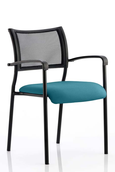 View Green Stackable Mesh and Fabric Meeting Visitor Chair With Arms information