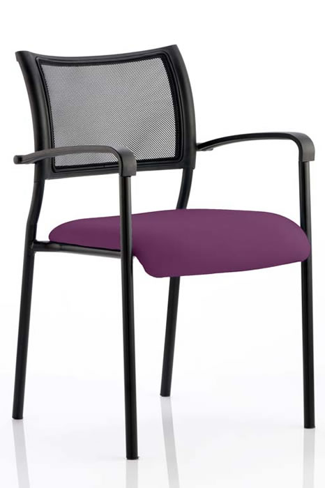 View Purple Stackable Mesh and Fabric Meeting Visitor Chair With Arms information