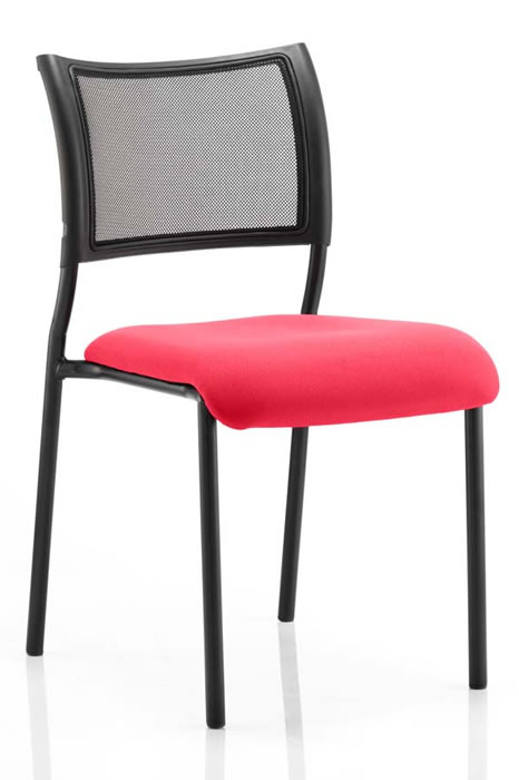 View Red Mesh Back Stacking Conference Chair Deeply Padded Seat Breathable Air Mesh Backrest Black Robust Steel Frame Stacks 8 High Melbourne information